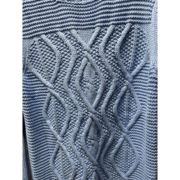 Lands’ End Women’s Drifter Sweater Large T 14-16 Light Blue Cable Knit Pullover - Picture 2 of 4